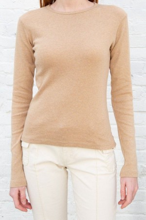 Beige Brandy Melville Leah Basic Tops | USA 94103-GQDW