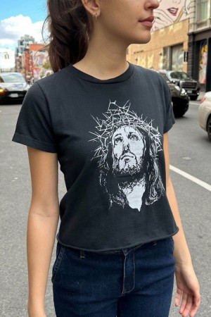 Black Brandy Melville Angelina Jesus Tops | USA 61578-NAHM