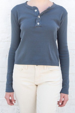 Blue Brandy Melville Charlie Long Sleeve Tops | USA 43120-XILU