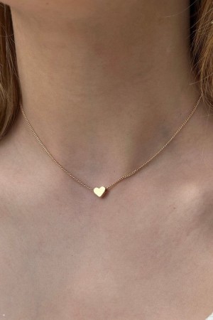 Gold Brandy Melville Heart Charm Necklace | USA 65471-AGEB