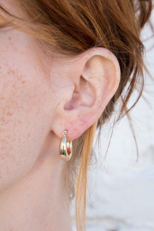 Gold Brandy Melville Thick Hoop Earrings | USA 90687-LJVS