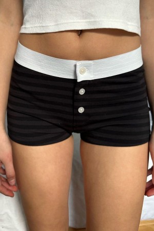 Grey Black Brandy Melville Boy Short Stripe Underwear | USA 96517-IFGE