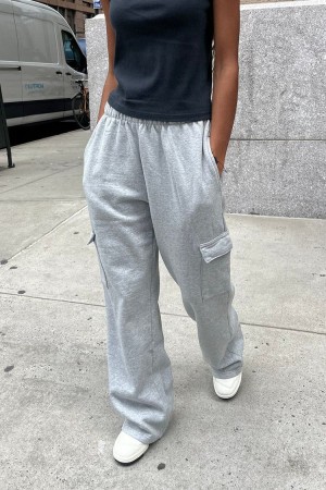 Grey Brandy Melville Anastasia Soft Pocket Sweatpants | USA 49231-WTBI