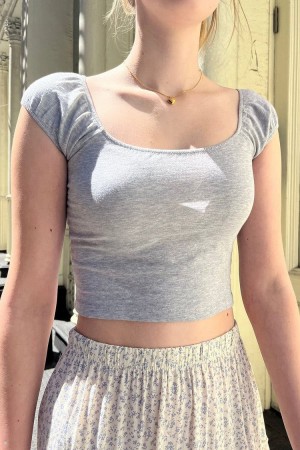 Grey Brandy Melville Eden Crop Tops | USA 57624-DUIN