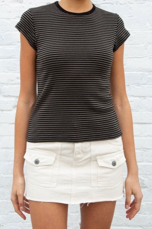 Grey Brandy Melville Hailie Long Striped Tops | USA 39621-ILHQ