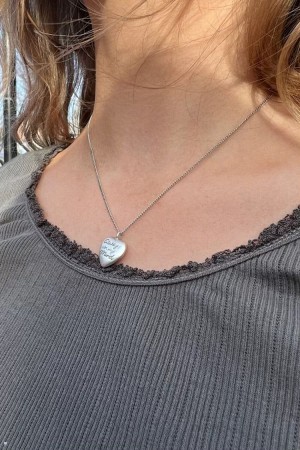 Silver Brandy Melville Always On My Mind Heart Necklace | USA 08461-DLRU