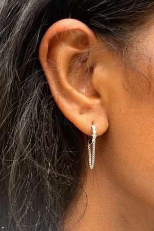 Silver Brandy Melville Mini Drop Hoop Earrings | USA 37564-FGSR