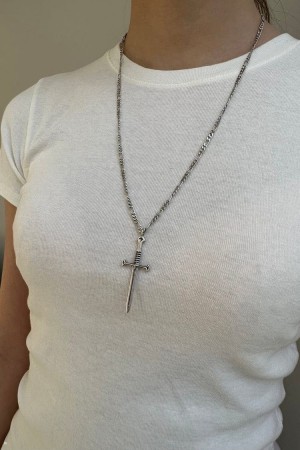 Silver Brandy Melville Sword Necklace | USA 52914-DVZE