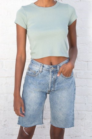 Turquoise Brandy Melville Ashlyn Tops | USA 91286-EJVF