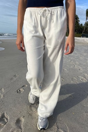 White Brandy Melville Anastasia Linen Pants | USA 04327-AHPL