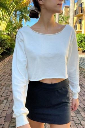 White Brandy Melville Estelle Cotton Tops | USA 13490-MUJZ