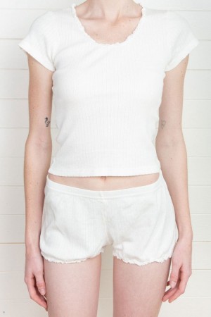 White Brandy Melville McKenna Lace Tops | USA 06275-VKAJ