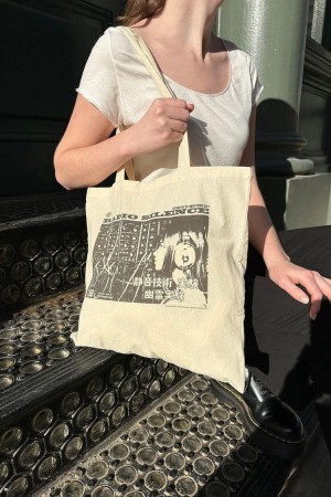 White Brandy Melville Radio Silence Tote Bags | USA 51827-ARUK