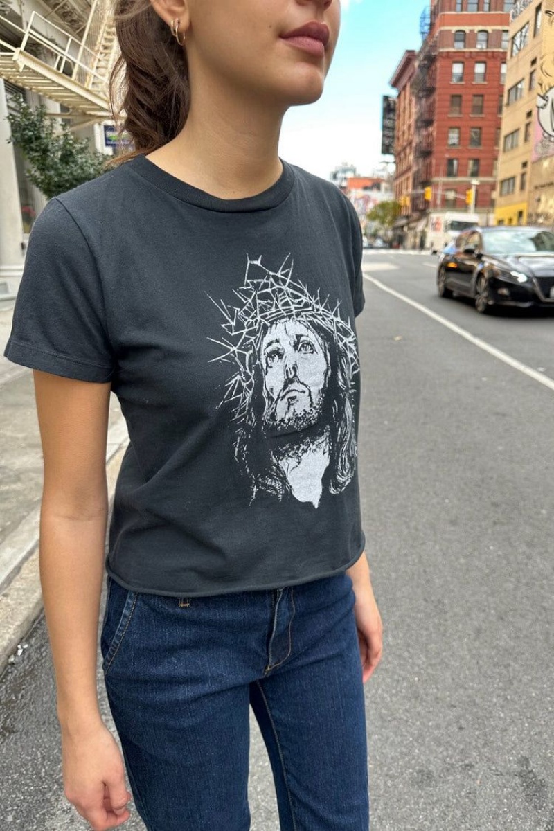 Black Brandy Melville Angelina Jesus Tops | USA 61578-NAHM