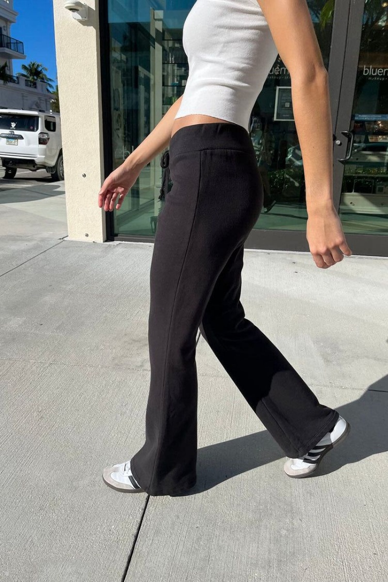 Black Brandy Melville Hillary Soft Yoga Pants | USA 45290-OFLK