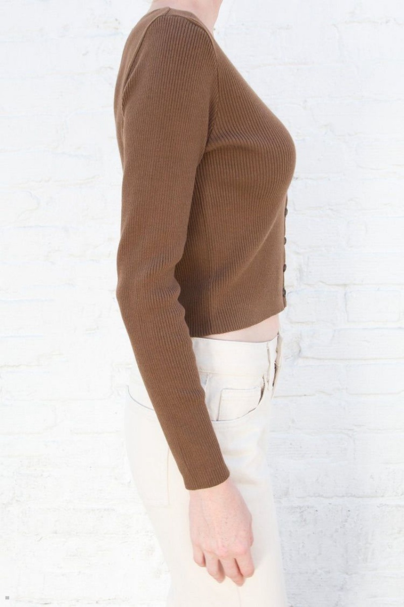 Brown Brandy Melville Collin Cotton Cardigan | USA 15847-IBAZ