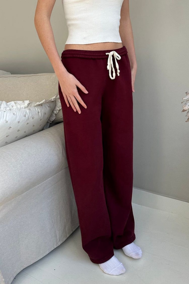 Burgundy Brandy Melville Anastasia Soft Sweatpants | USA 18765-CHOS