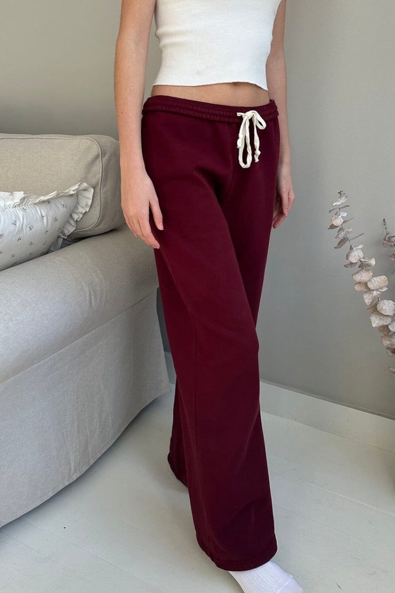 Burgundy Brandy Melville Anastasia Soft Sweatpants | USA 18765-CHOS