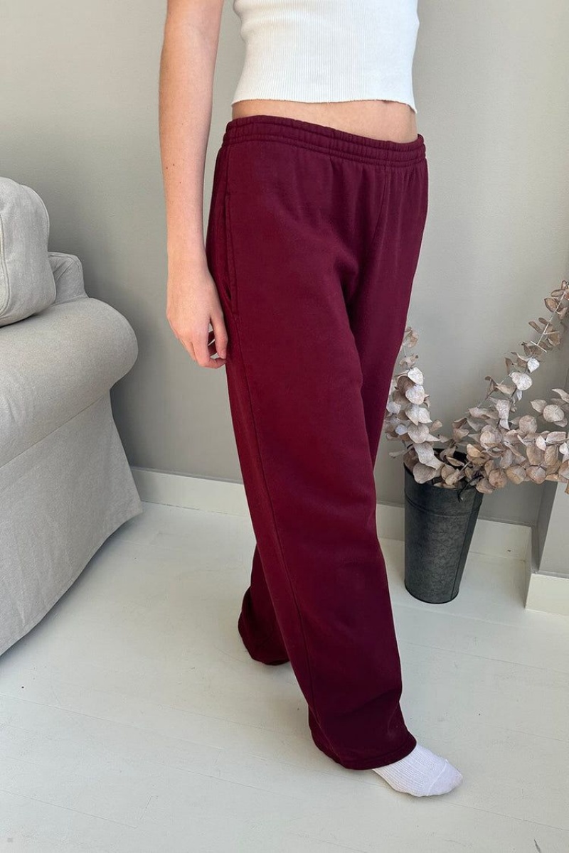 Burgundy Brandy Melville Anastasia Soft Sweatpants | USA 18765-CHOS