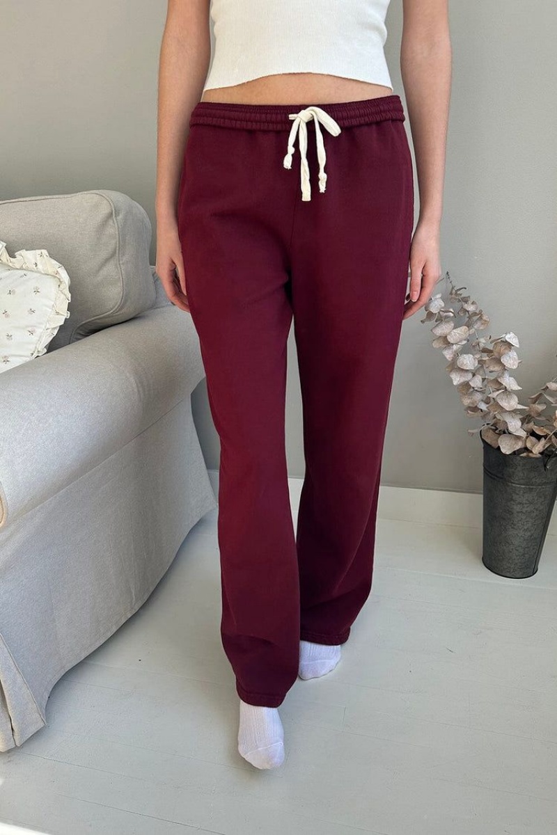 Burgundy Brandy Melville Anastasia Soft Sweatpants | USA 18765-CHOS