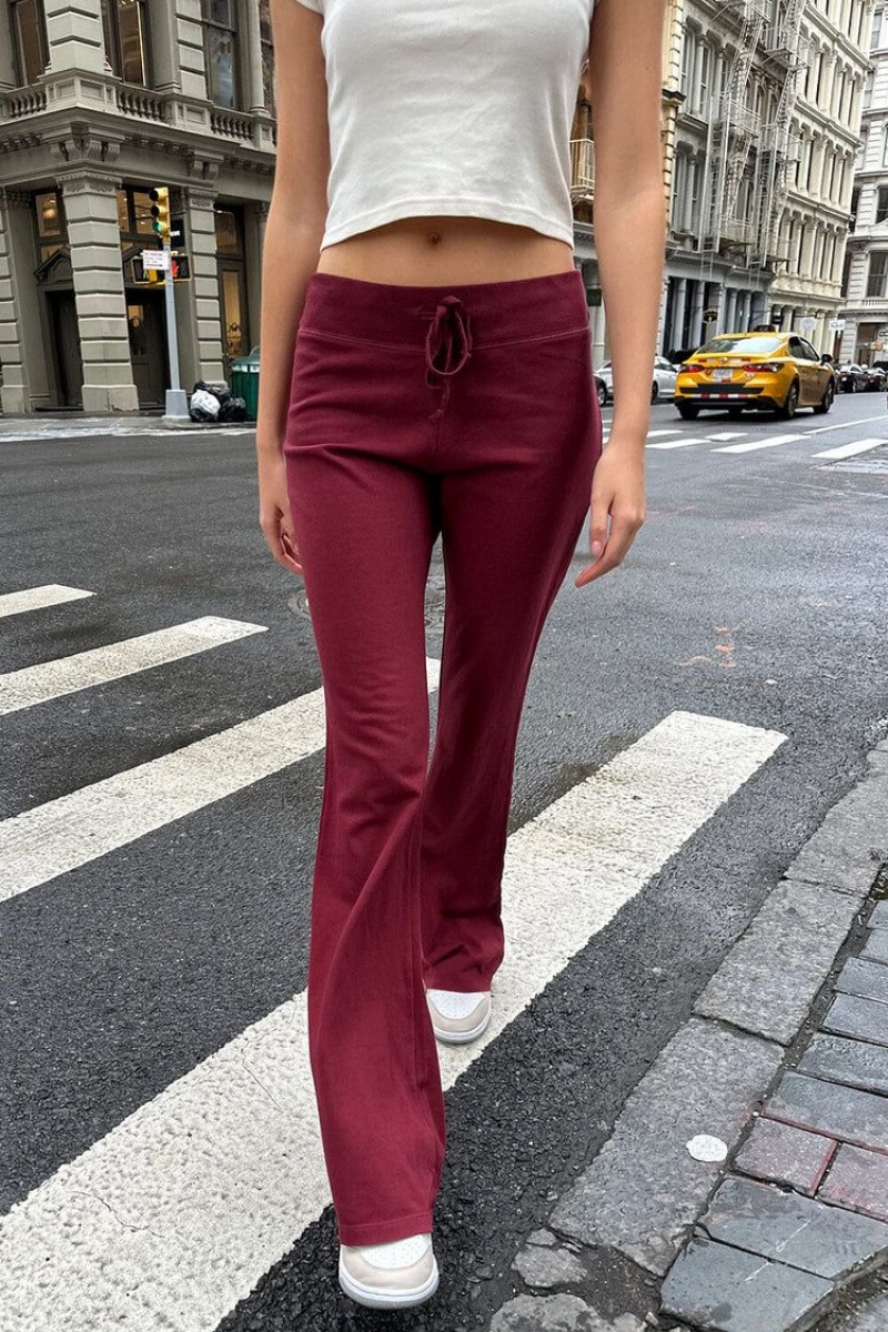 Burgundy Brandy Melville Hillary Yoga Pants | USA 81054-YWDN