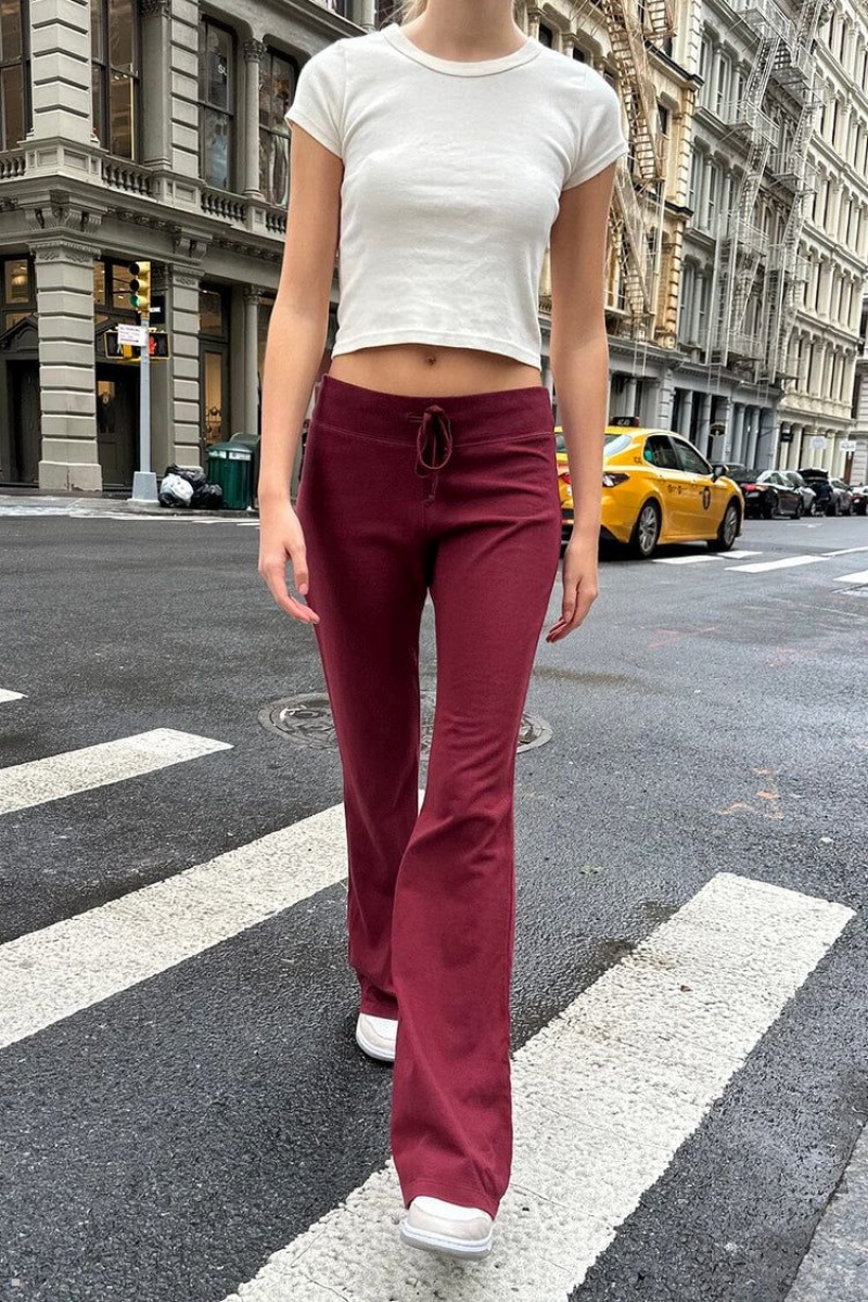 Burgundy Brandy Melville Hillary Yoga Pants | USA 81054-YWDN