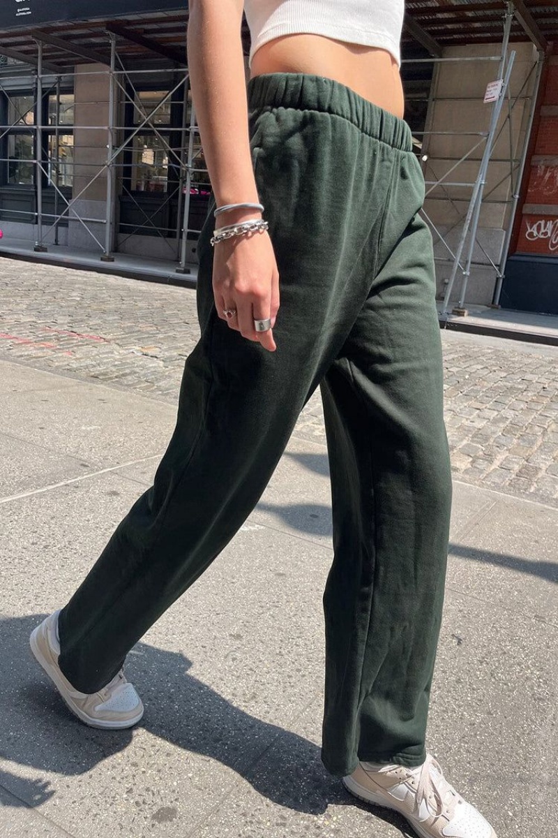 Dark Green Brandy Melville Anastasia Soft Sweatpants | USA 21476-MPNR