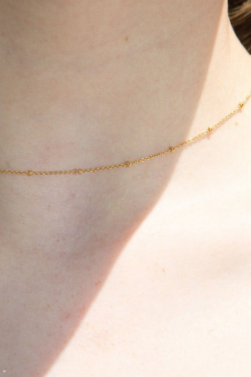 Gold Brandy Melville Beaded Chain Necklace | USA 15678-AFDS