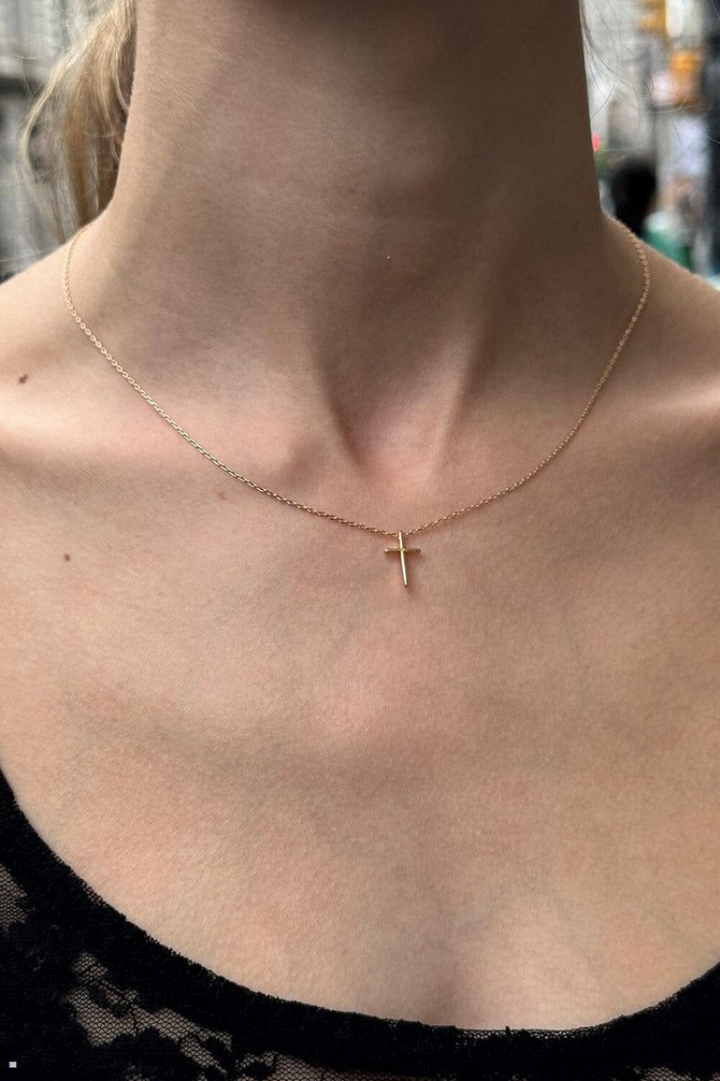 Gold Brandy Melville Cross Necklace | USA 52874-TAEK