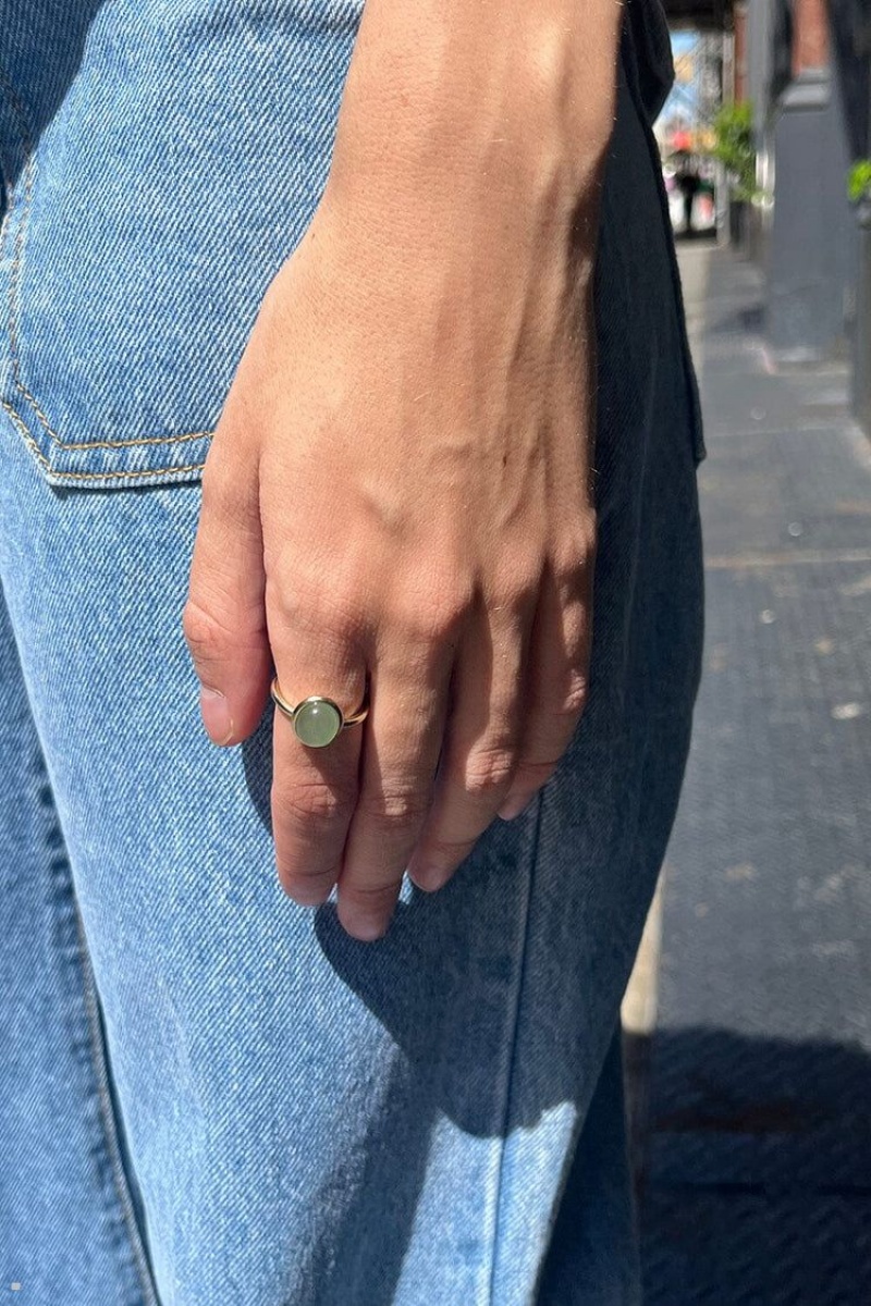 Gold Brandy Melville Jade Rings | USA 71698-QUFJ