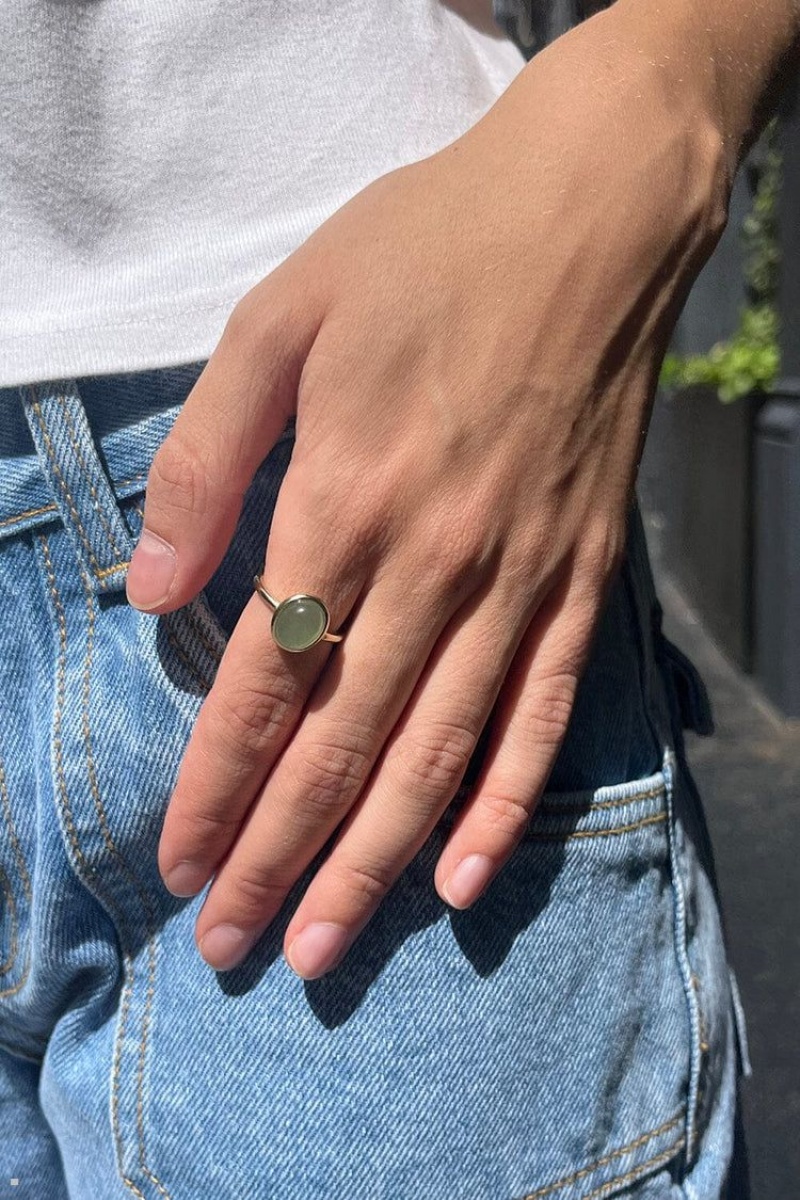 Gold Brandy Melville Jade Rings | USA 71698-QUFJ