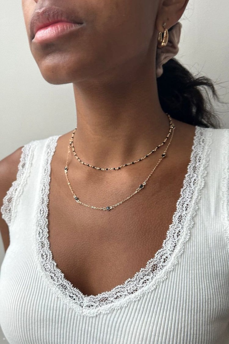 Gold Brandy Melville Layered Beaded Necklace | USA 50683-OVPM