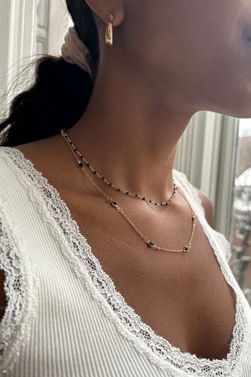 Gold Brandy Melville Layered Beaded Necklace | USA 50683-OVPM