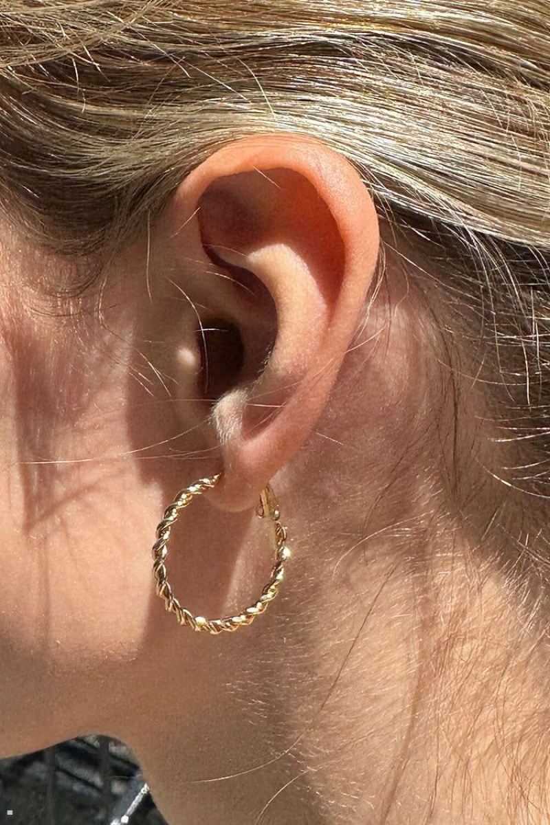 Gold Brandy Melville Twisted Hoop Earrings | USA 14098-CZJE