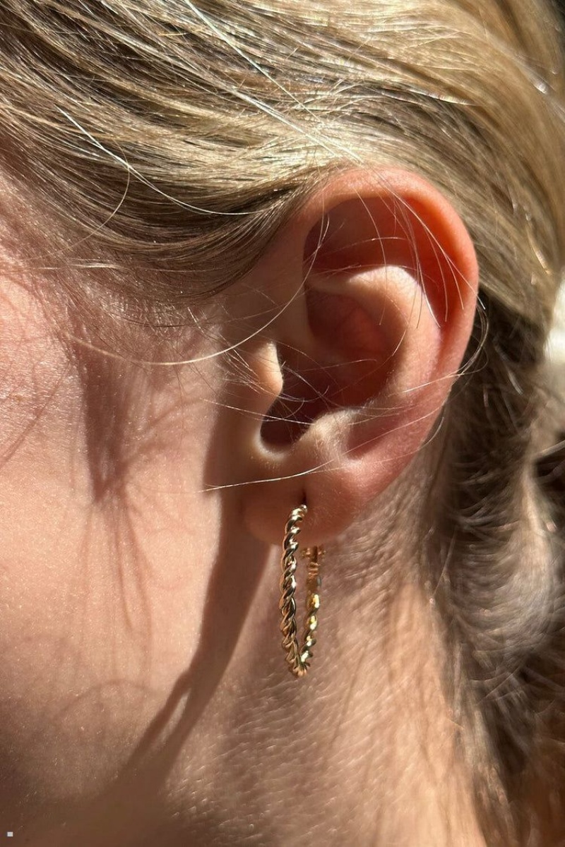 Gold Brandy Melville Twisted Hoop Earrings | USA 14098-CZJE