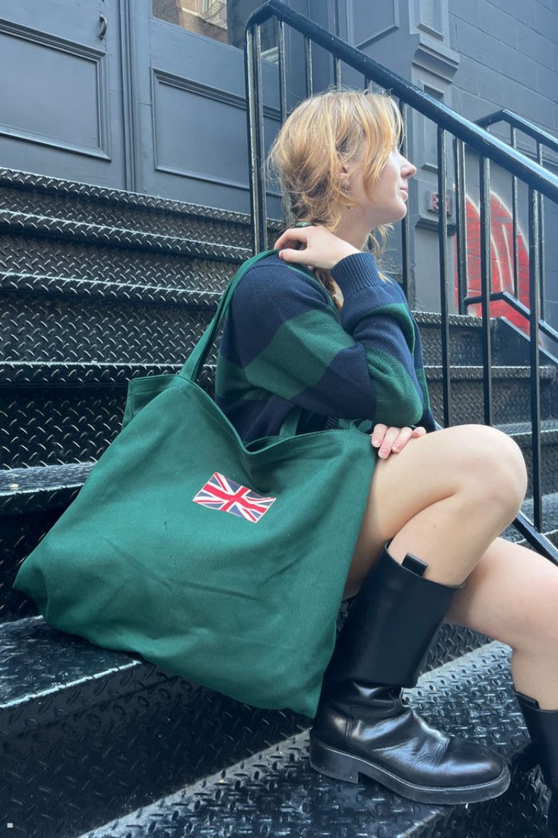 Green Brandy Melville Union Jack Tote Bags | USA 92804-EJZC