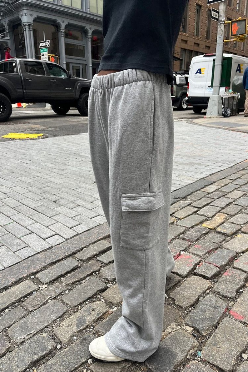 Grey Brandy Melville Anastasia Soft Pocket Sweatpants | USA 49231-WTBI