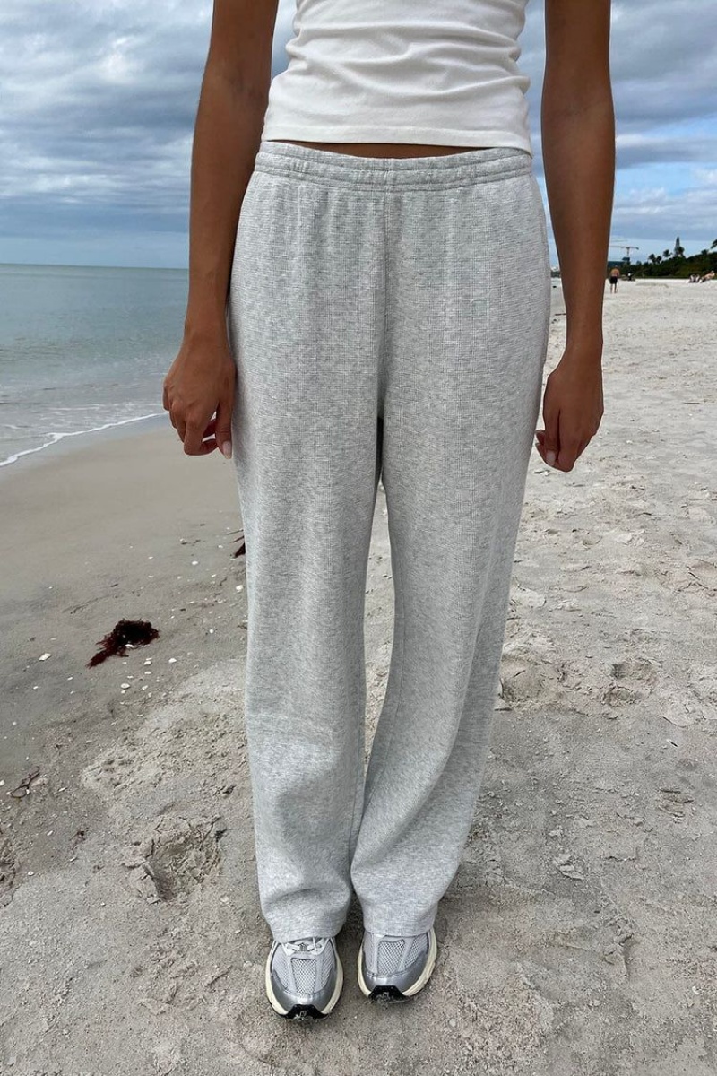 Grey Brandy Melville Anastasia Waffle Sweatpants | USA 29857-PHUR