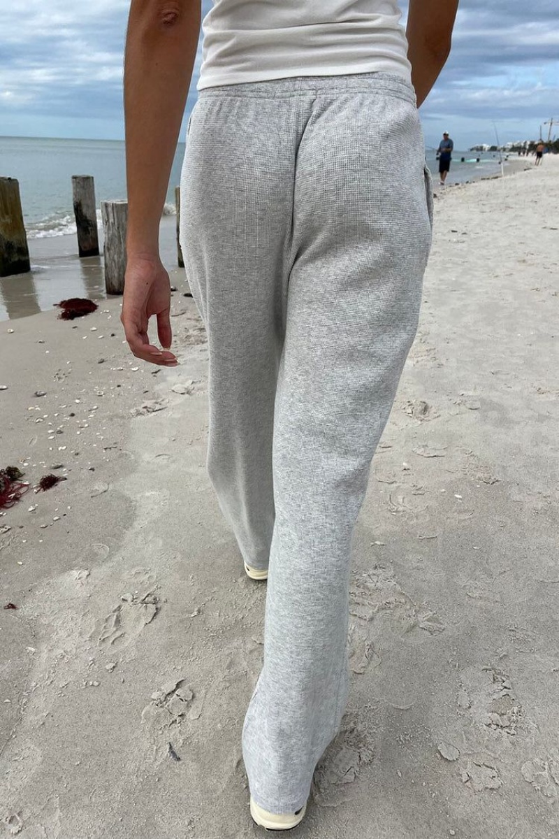 Grey Brandy Melville Anastasia Waffle Sweatpants | USA 29857-PHUR