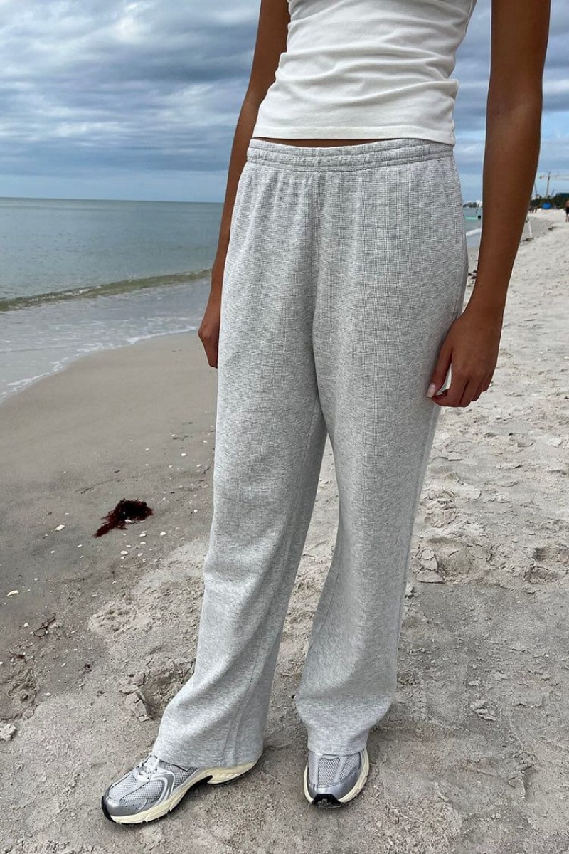 Grey Brandy Melville Anastasia Waffle Sweatpants | USA 29857-PHUR