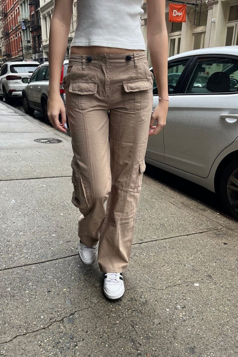 Khaki Brandy Melville Kim Cargo Pants | USA 48321-YZGJ