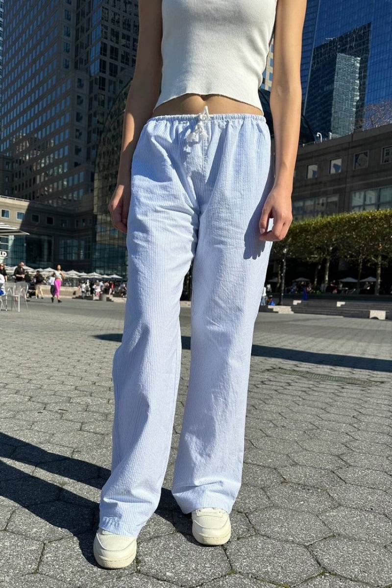 Light Blue Brandy Melville Anastasia Linen Pants | USA 47380-HCWQ