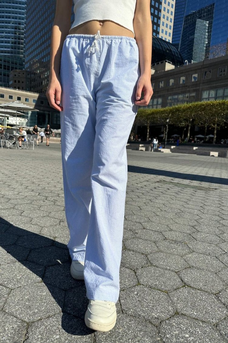 Light Blue Brandy Melville Anastasia Linen Pants | USA 47380-HCWQ