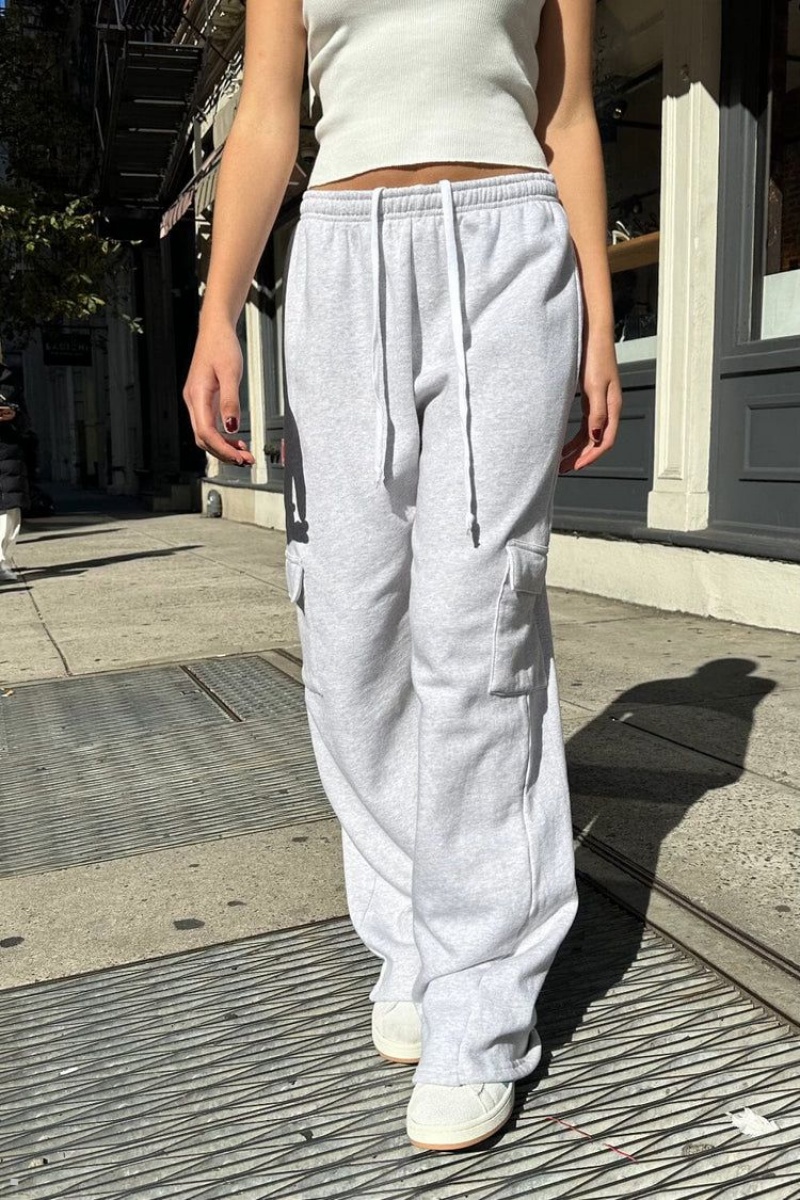 Light Grey Brandy Melville Anastasia Soft Pocket Sweatpants | USA 78935-CXHW