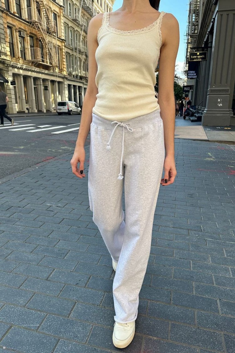 Light Grey Brandy Melville Rainey Cotton Sweatpants | USA 30916-XYDJ