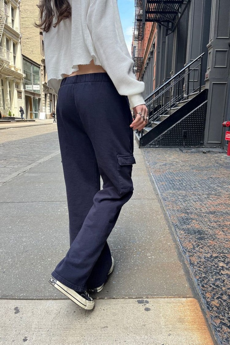 Navy Brandy Melville Anastasia Soft Pocket Sweatpants | USA 62905-QUPF