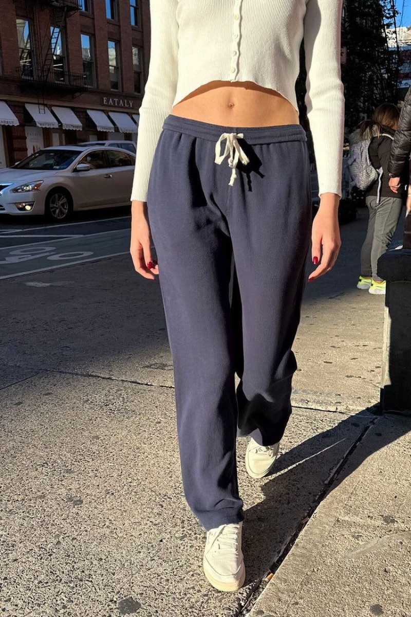 Navy Brandy Melville Anastasia Waffle Sweatpants | USA 18493-PBJY