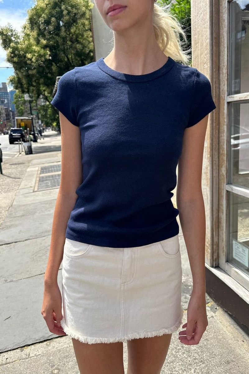 Navy Brandy Melville Hailie Basic Tops | USA 19832-ZVAL