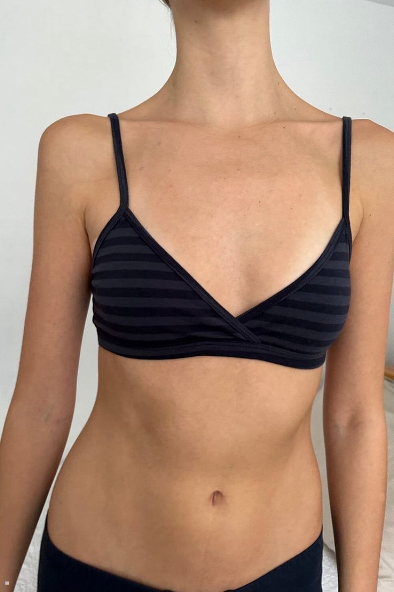 Navy Brandy Melville Polina Striped Bra Top | USA 71258-ZSXM