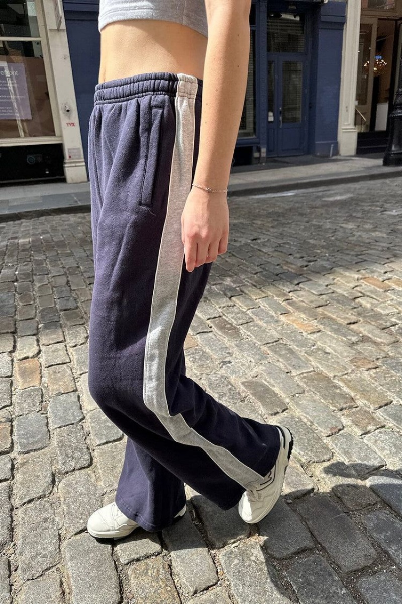 Navy Grey Brandy Melville Anastasia Stripe Sweatpants | USA 69348-EPYA